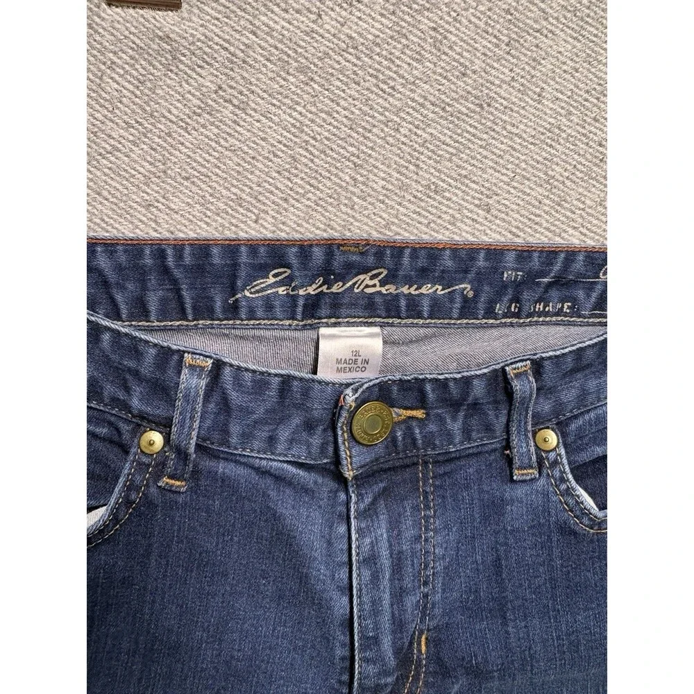 Eddie Bauer Curvy Bootcut Jeans Size 12L Medium Wash Blue Denim Stretch Long
